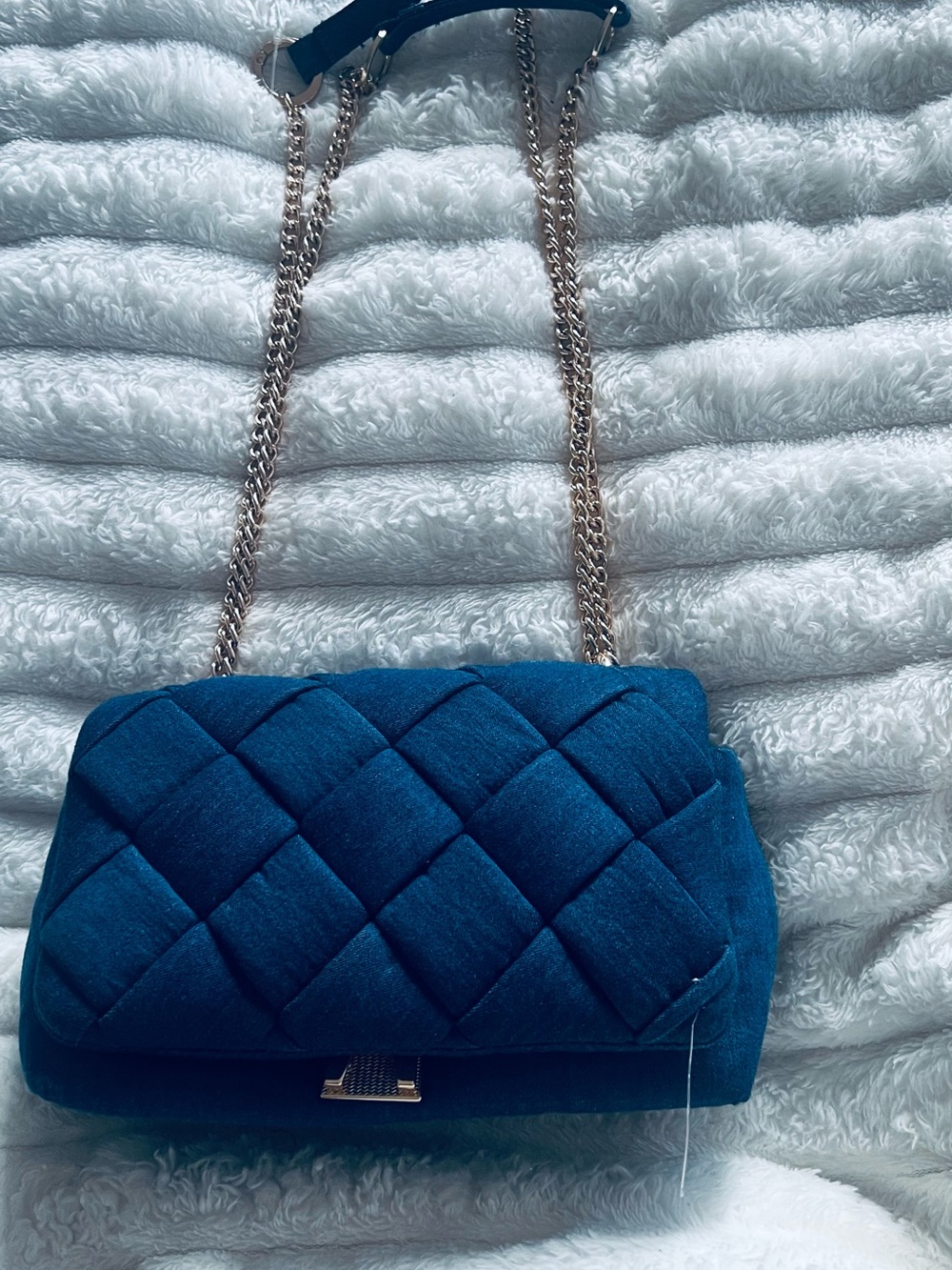 Quilted Teal Chain Shoulder Bag - Women